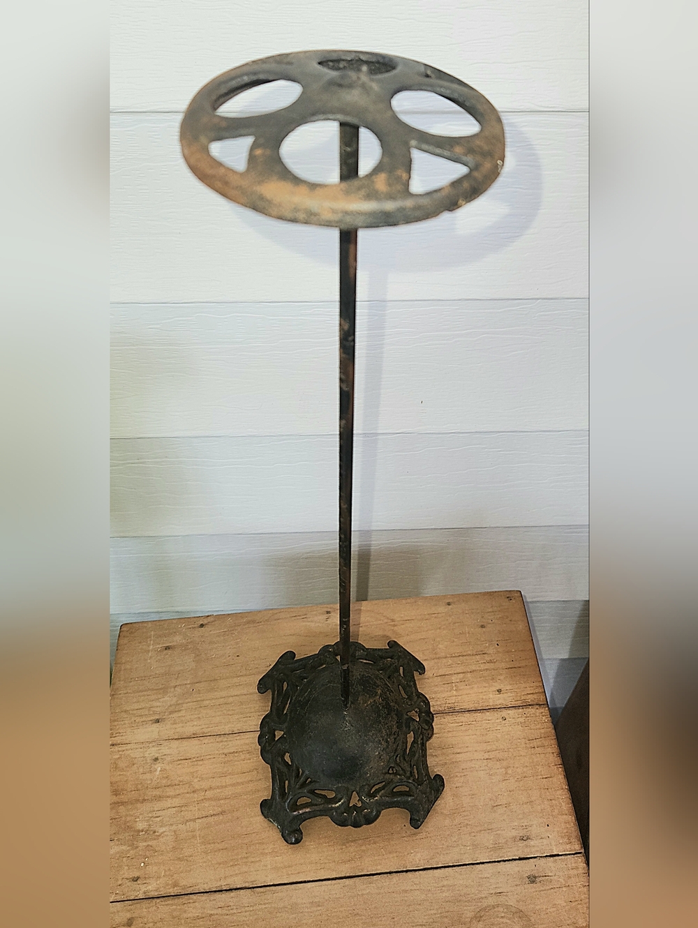 Antique Cast Iron Metal  Hat Stand Milinary Store Counter Top Style Stand